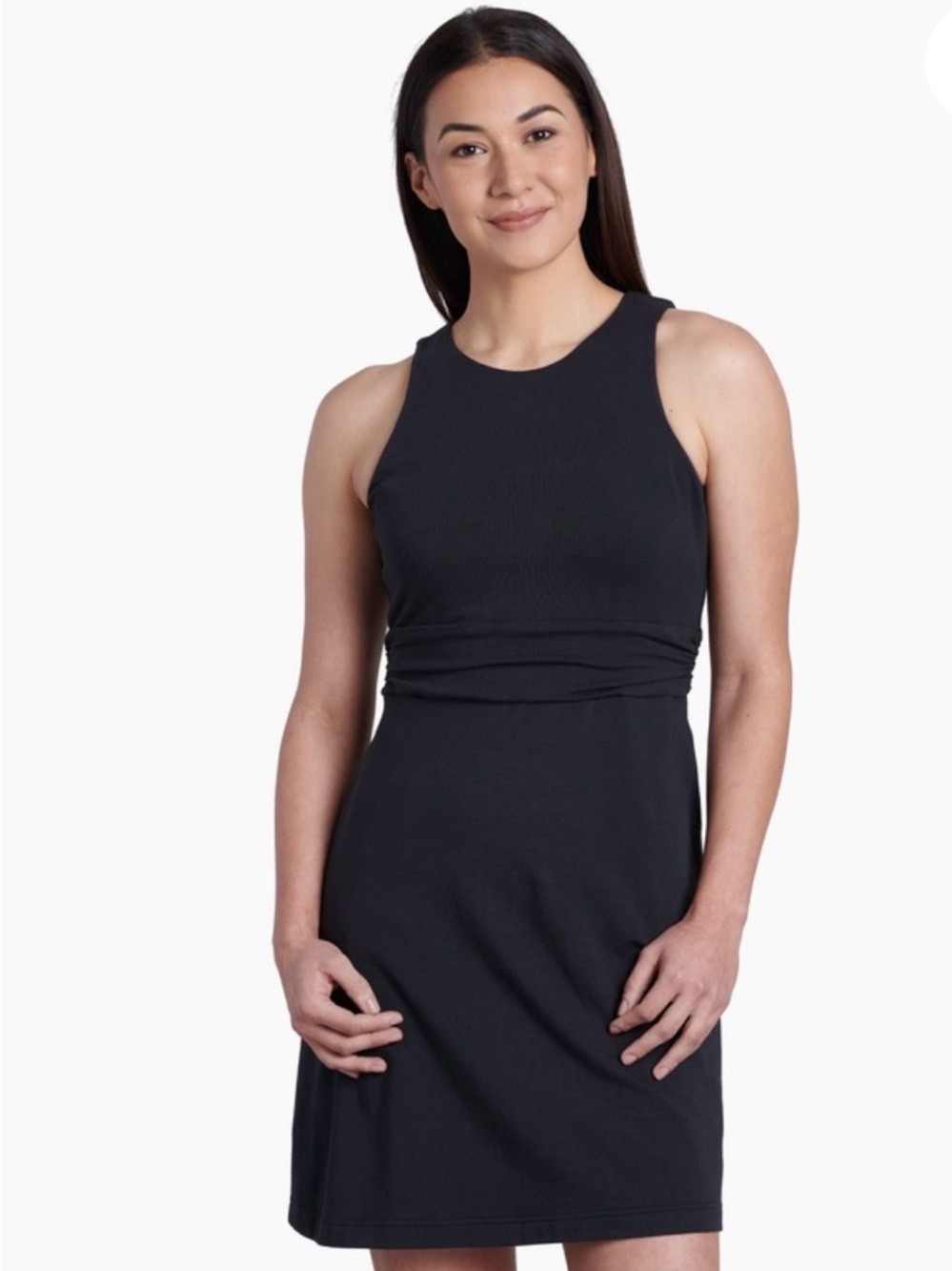 Kuhl Women’s SKYLA Black Ruched‎ Waist Jersey Tank Mini Dress Sz S
